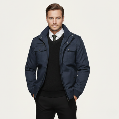 Mens Thermal Military Jacket Fleece Lined Zip Up