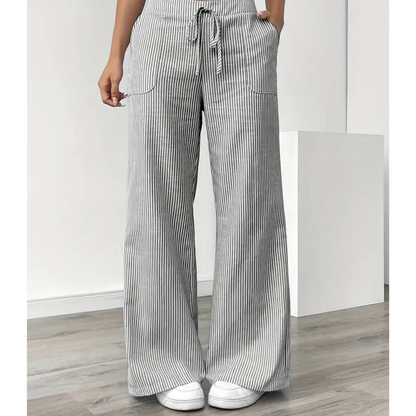 Women's Striped Pants With Pockets