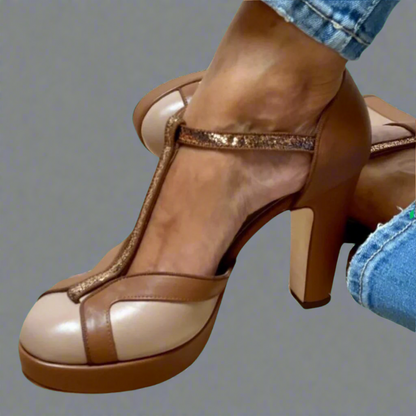 Women's Ankle Strap Closed Toe Heels