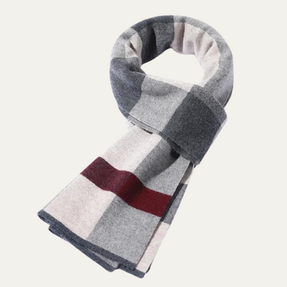 Men's Plaid Scarf Classic Knit Wool Red