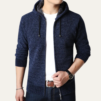 Men's Knit Hoodie Jacket Zip Up Casual