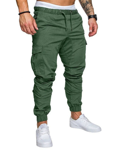 Men's Cargo Joggers Multi-Pocket Cotton Black