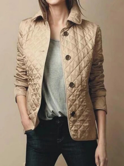 Women's Quilted Jacket Turned-Down Collar