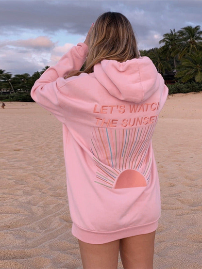 Women's Cozy Hoodie Sunset Colors Casual Outerwear