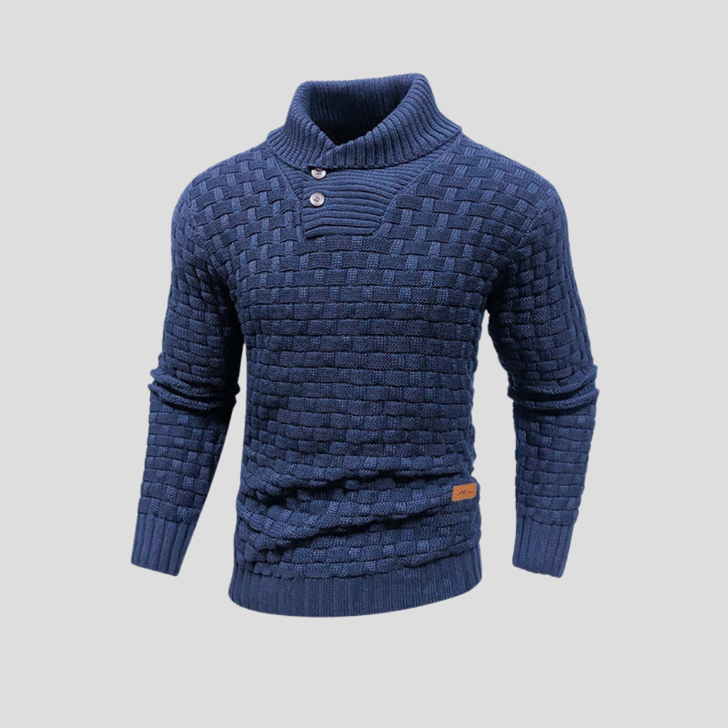 Men's Half Collar Button Up Sweater