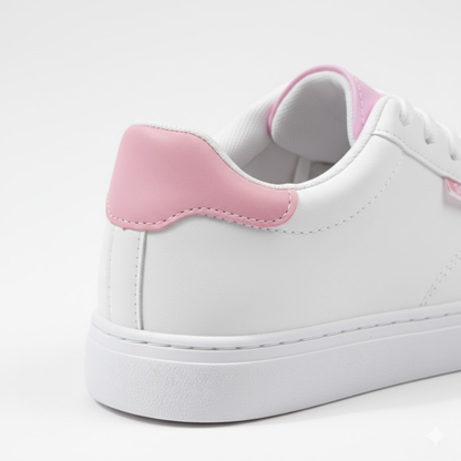Women's Elegant White Leather Flat Sneakers Lace-Up Casual Student Board Shoes
