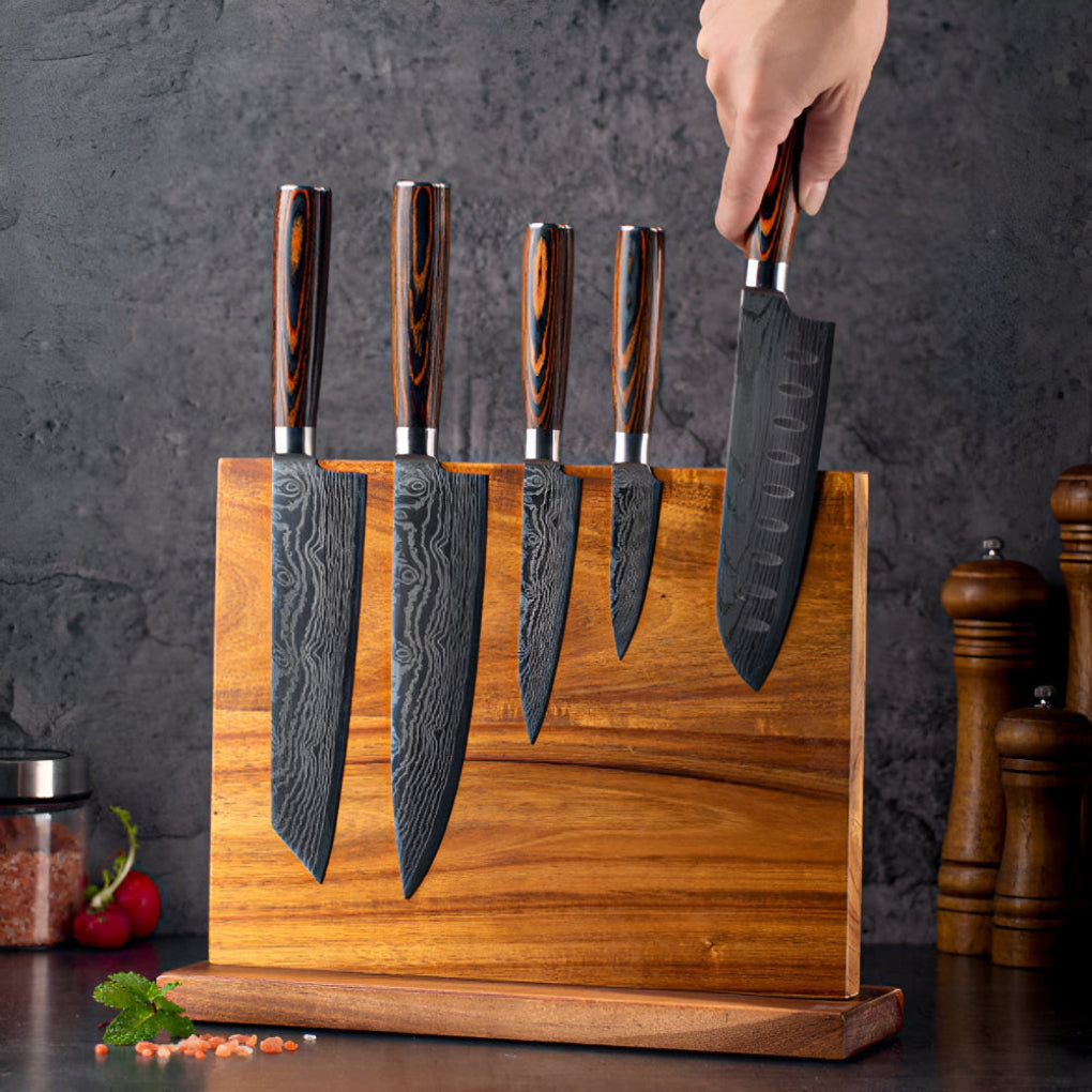Magnetic Wood Knife Block
