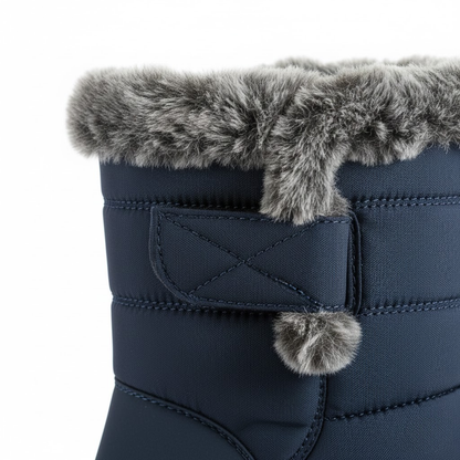 Women's Elegant Fur-Lined Winter Ankle Boots Waterproof Low Heel Snow Shoes