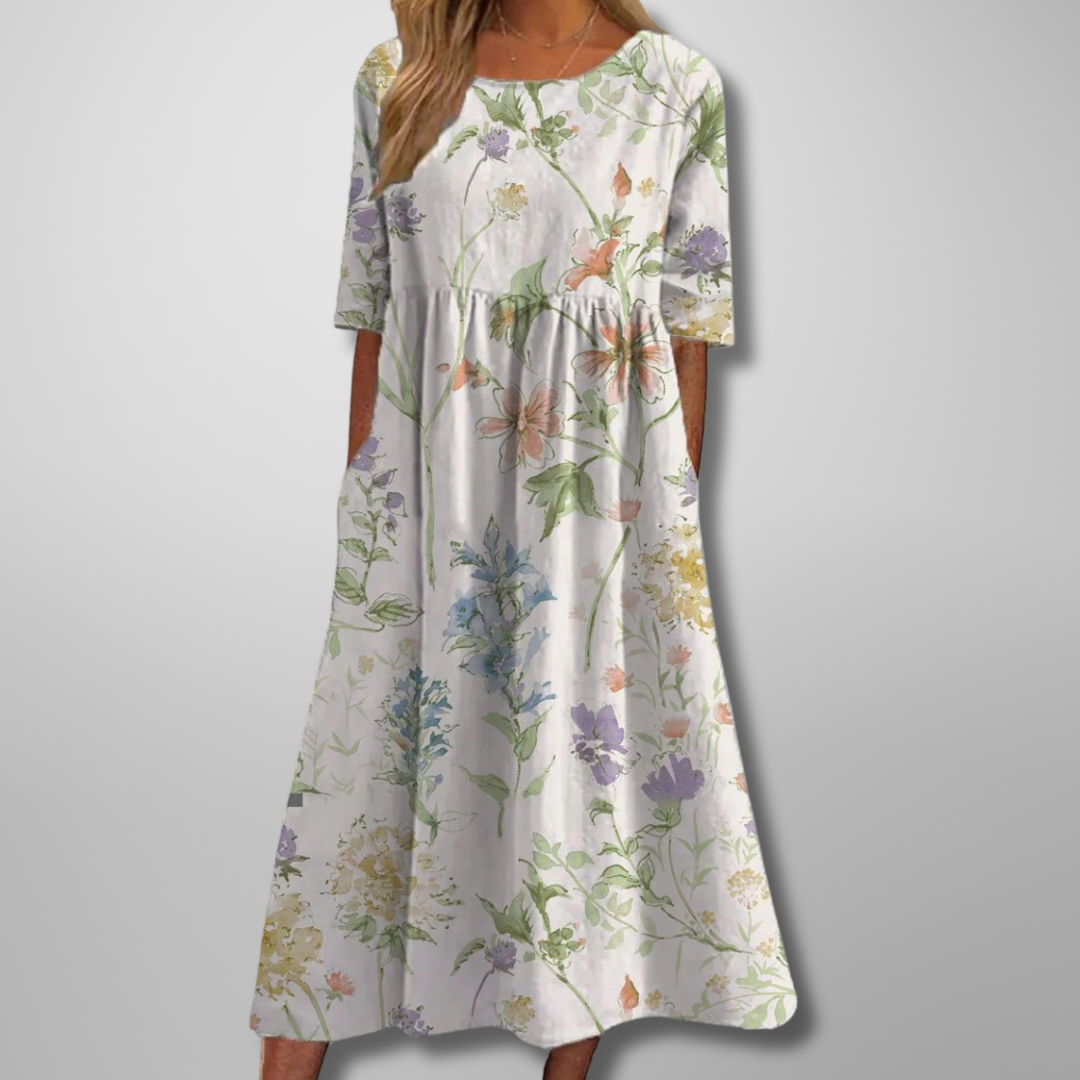 Women's Loose Fit Short Sleeve Midi Dress