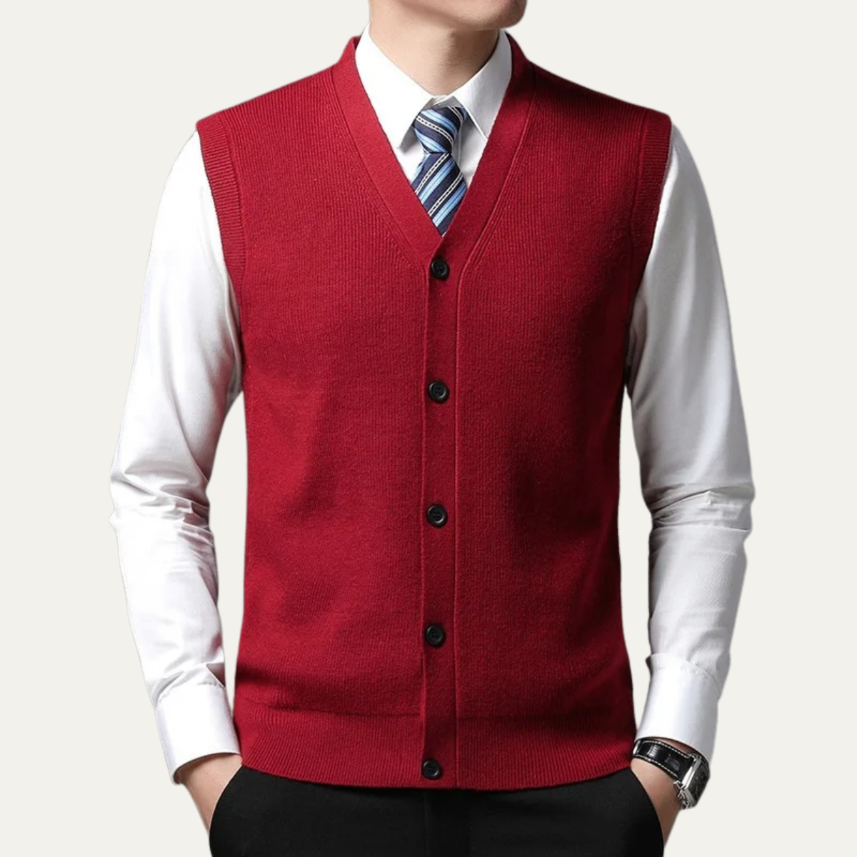 Men's Knit Waistcoat Smart Button Closure