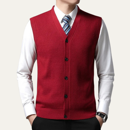 Men's Knit Waistcoat Smart Button Closure