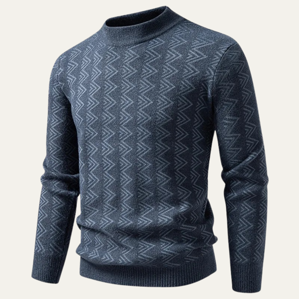 Men's Crew Neck Knit Sweater Geometric Pattern Warm