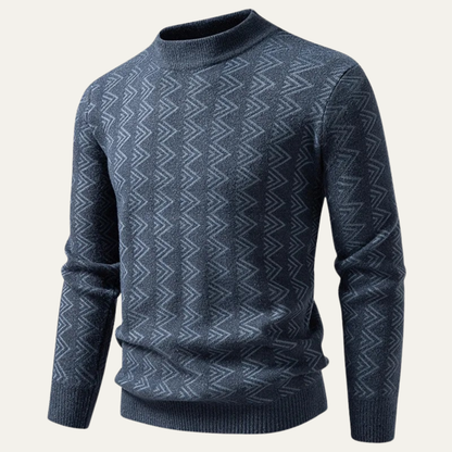 Men's Crew Neck Knit Sweater Geometric Pattern Warm