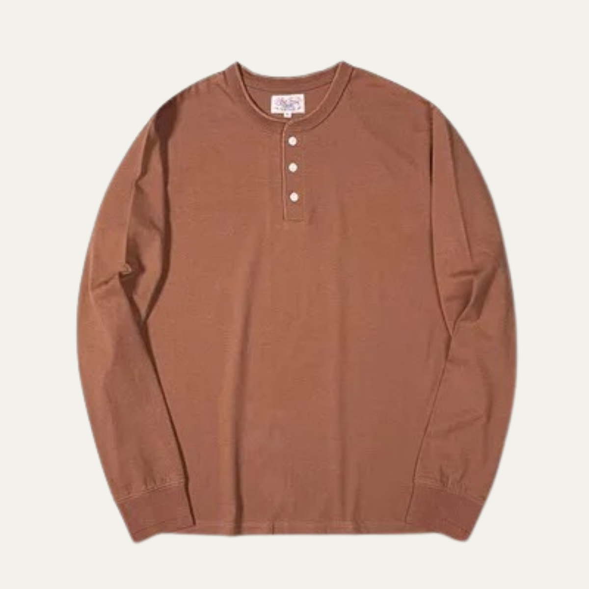 Men's Cotton Henley Shirt Lightweight Beige