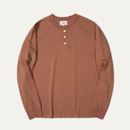 Men's Cotton Henley Shirt Lightweight Beige