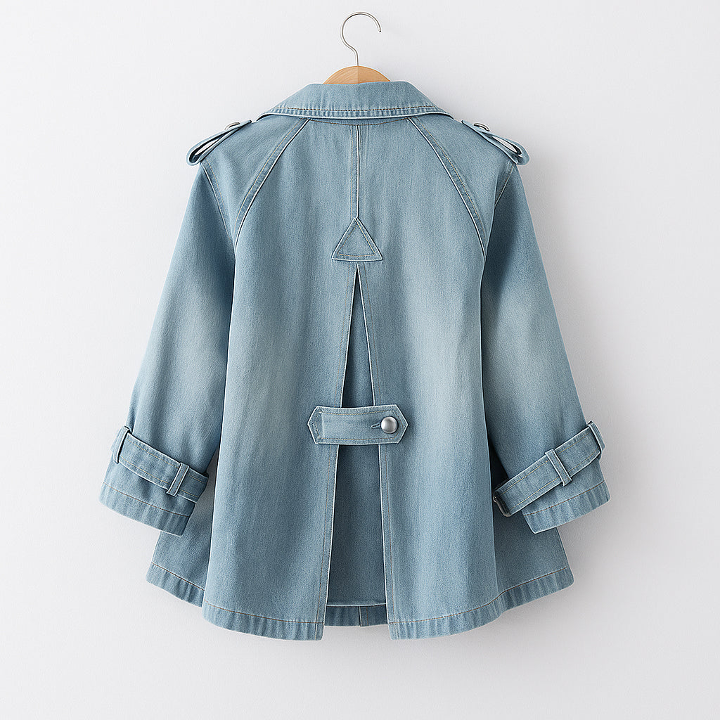 Elara | Modern Denim-Style Trench Coat