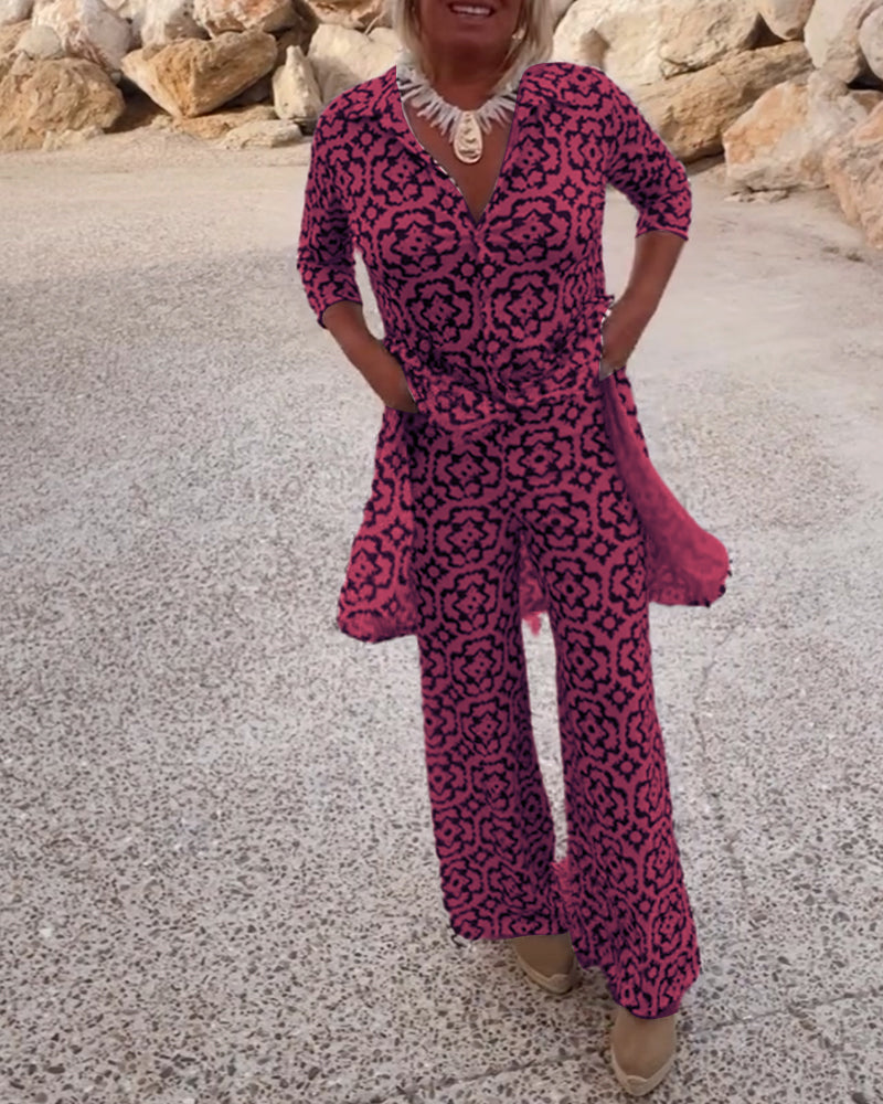 Women's Printed Two Piece Set Everyday Wear