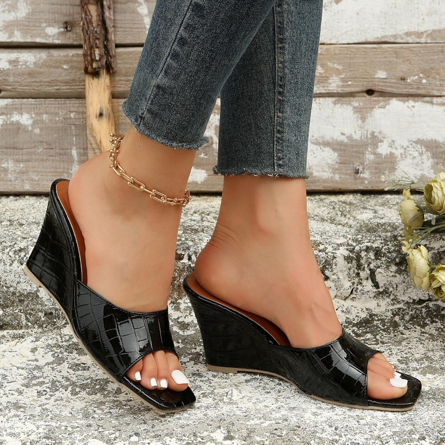 Women's Leather Wedge Shoes Cushioned