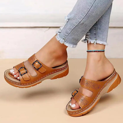 Women's Wedge Sandals Double Buckle Comfortable