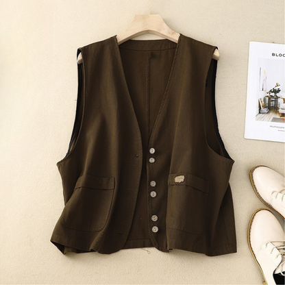Women's Relaxed Fit Button Vest