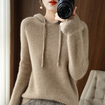 Leslie Women's Cashmere Hooded Sweater Autumn Beige