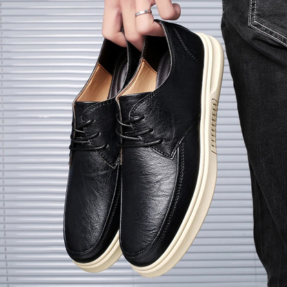 Men's Leather Look Sneakers Comfortable Lace Up