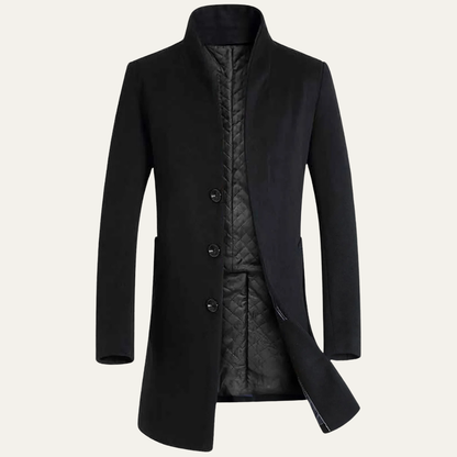 Men's Wool Blend Trench Coat Stand Collar