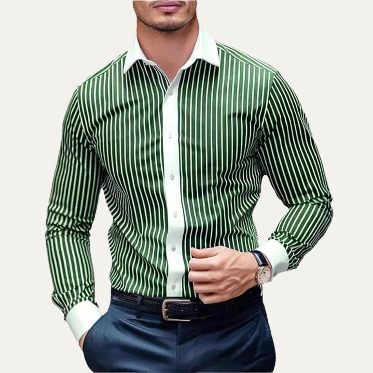 Men's Casual Stripe Shirt Multicolor Cotton