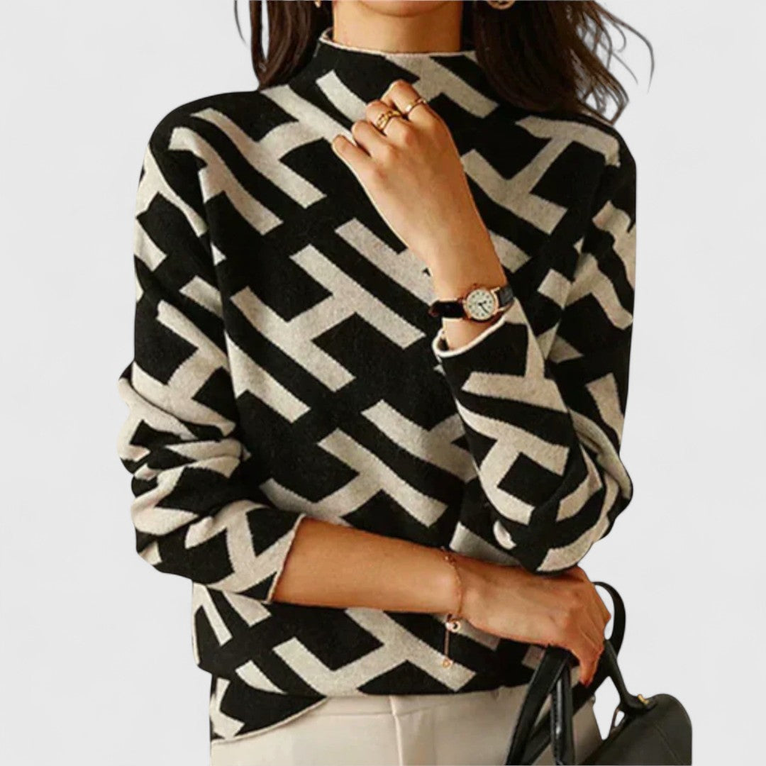 Women's High Neck Patterned Sweater