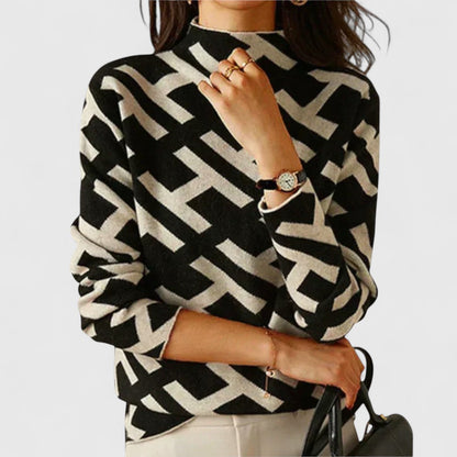Women's High Neck Patterned Sweater