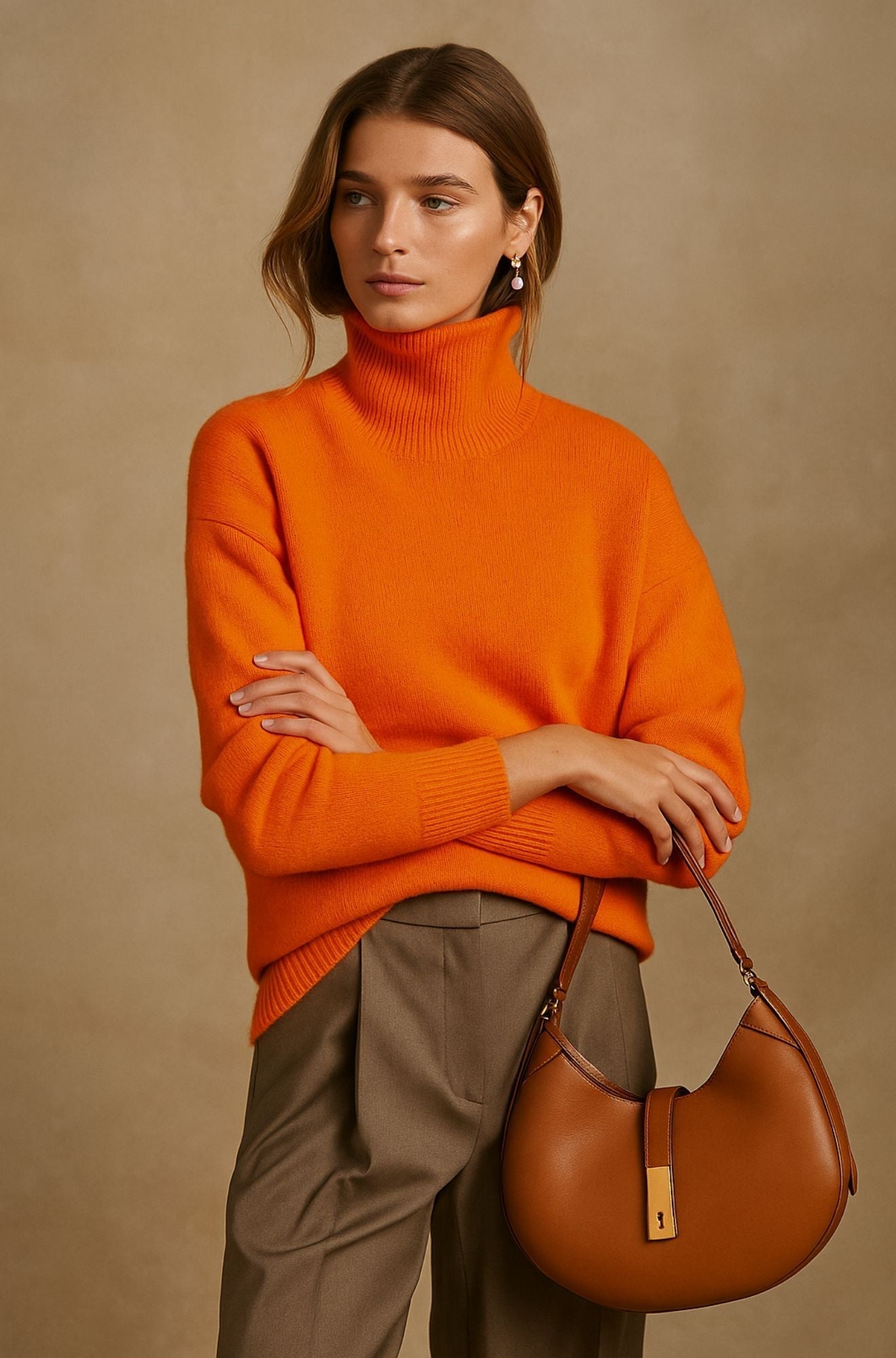 Women's Long Sleeve Turtleneck Sweater Knit Pullover