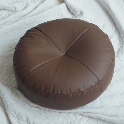Japanese Style Leather Cushion Minimalist Nappa Leather Brown