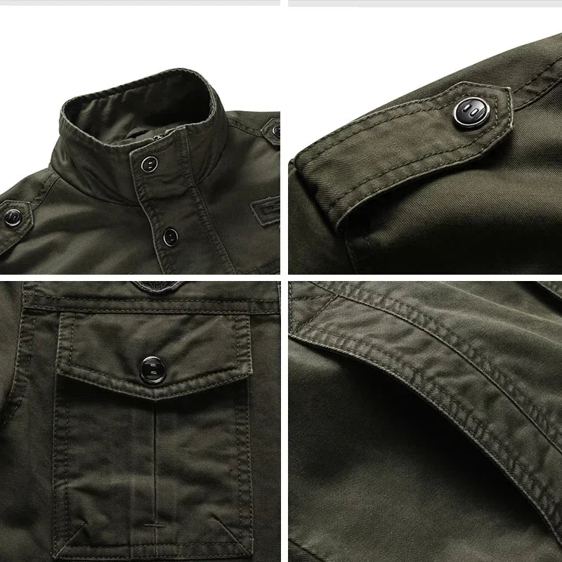 Men's Military Jacket Rugged Cotton Tan
