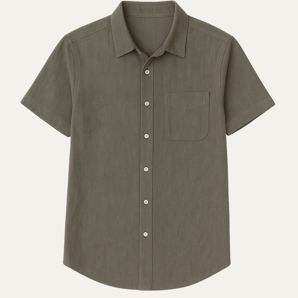 Men's Linen Short-Sleeve White Shirt - Fashinoza