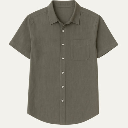 Men's Linen Short-Sleeve White Shirt - Fashinoza