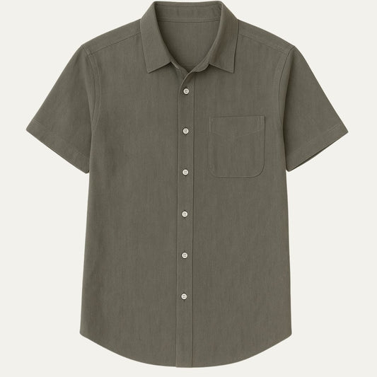 Men's Linen Short-Sleeve White Shirt - Fashinoza