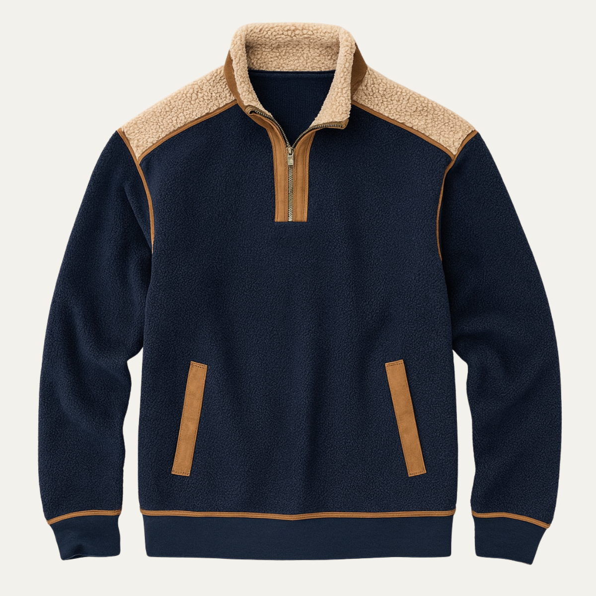 Men's Colorblock Half Zip Fleece Sweater - Fashinoza