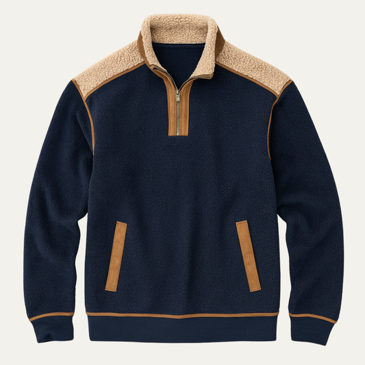 Men's Colorblock Half Zip Fleece Sweater - Fashinoza