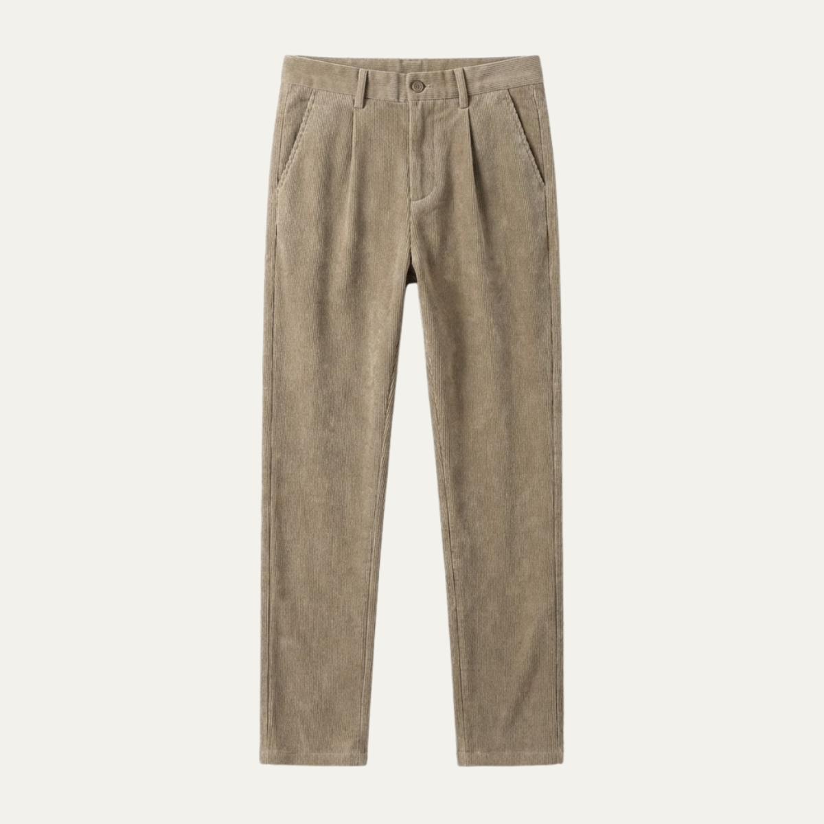 Men's Corduroy Pants Elastic Waist Casual Brown