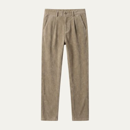 Men's Corduroy Pants Elastic Waist Casual Brown