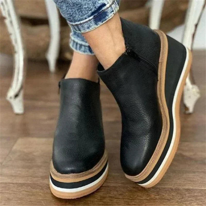 Orthopedic Everyday Platform Zip Ankle Boots