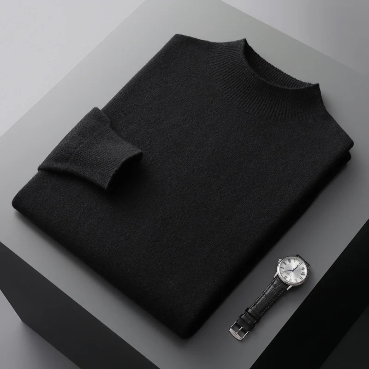 Men's Mock Neck Knit Sweater Plain