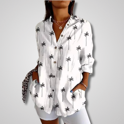 Women's Printed Button-Down Blouse