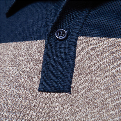 Men's Cotton Striped Polo Sweater
