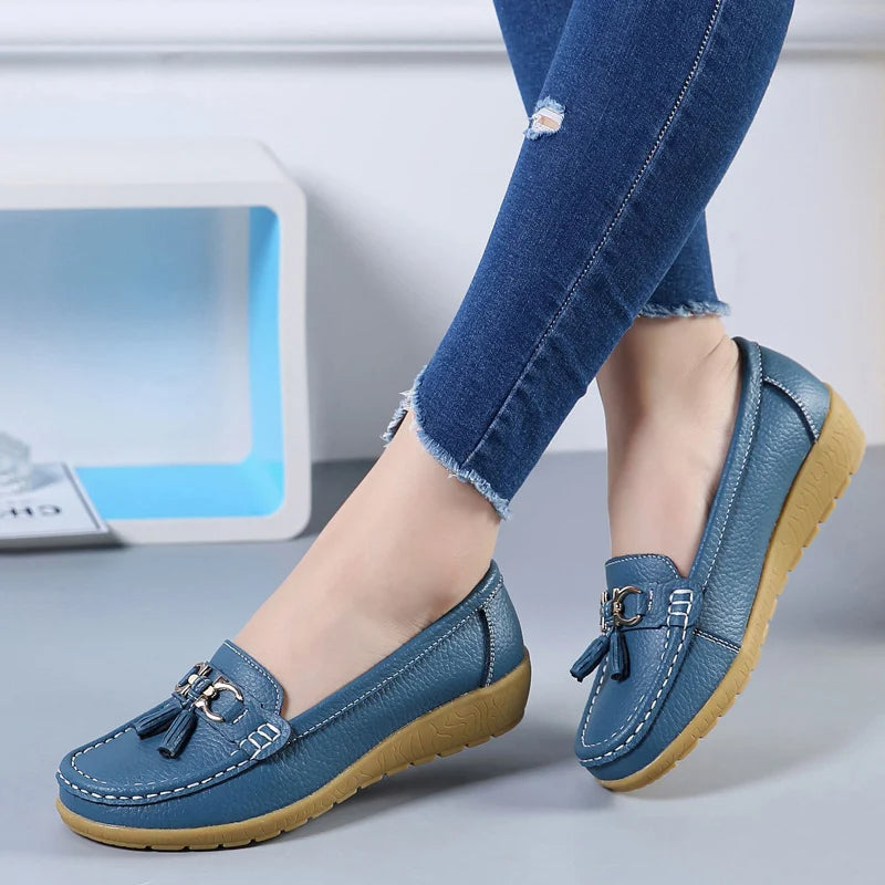 Women's Leather Cut-Out Ballet Flats