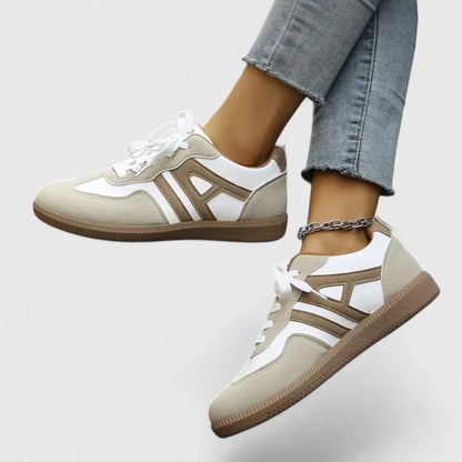 Women's Low Sneakers Beige White Colorblock