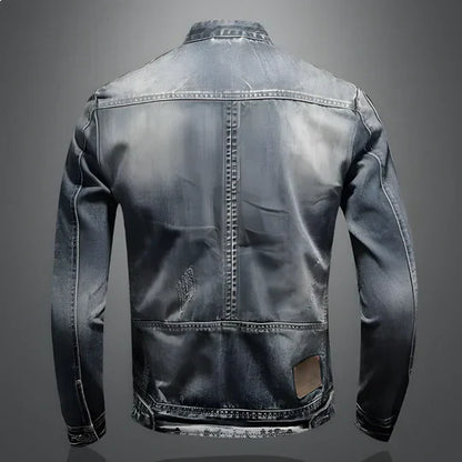 Men's Retro Denim Jacket Comfortable Rugged Blue