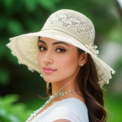 Women's Lace Sun Hat - Fashinoza