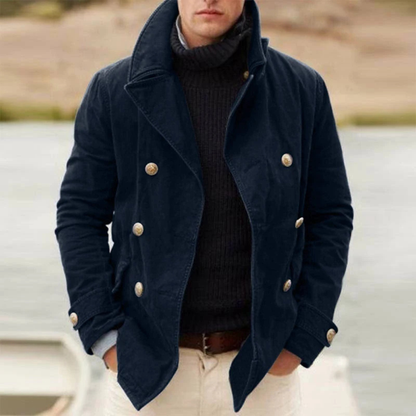 Winchester Men's Double Breasted Peacoat Lapel Casual Wool Navy
