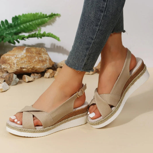 Women's Open-Toe Wedge Sandals Comfortable - Fashinoza